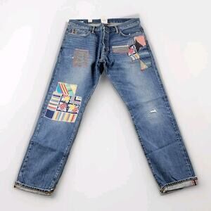 Todd Snyder Slim Fit Patched American Selvedge Denim Jeans 36x32 Blue NWT $498